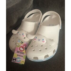 Crocs x Sanrio Cinnamoroll Classic Clogs White M10 W12 3D Ears Limited Edit